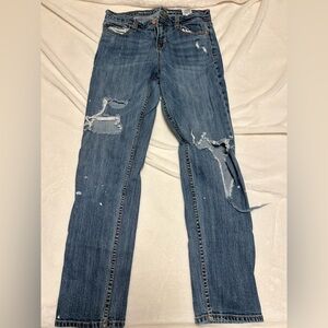 Old Navy Blue Distressed Straight Leg Jeans